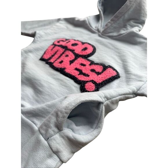ZARA Girls Good Vibes Baby Blue Hoodie - Picture 5 of 9